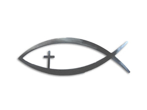 JESUS FISH and Cross Metal Decor